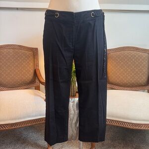 VTG 00s Alberto Makali Black Capri Pants w Utility Design Rhinestone Jute Belt